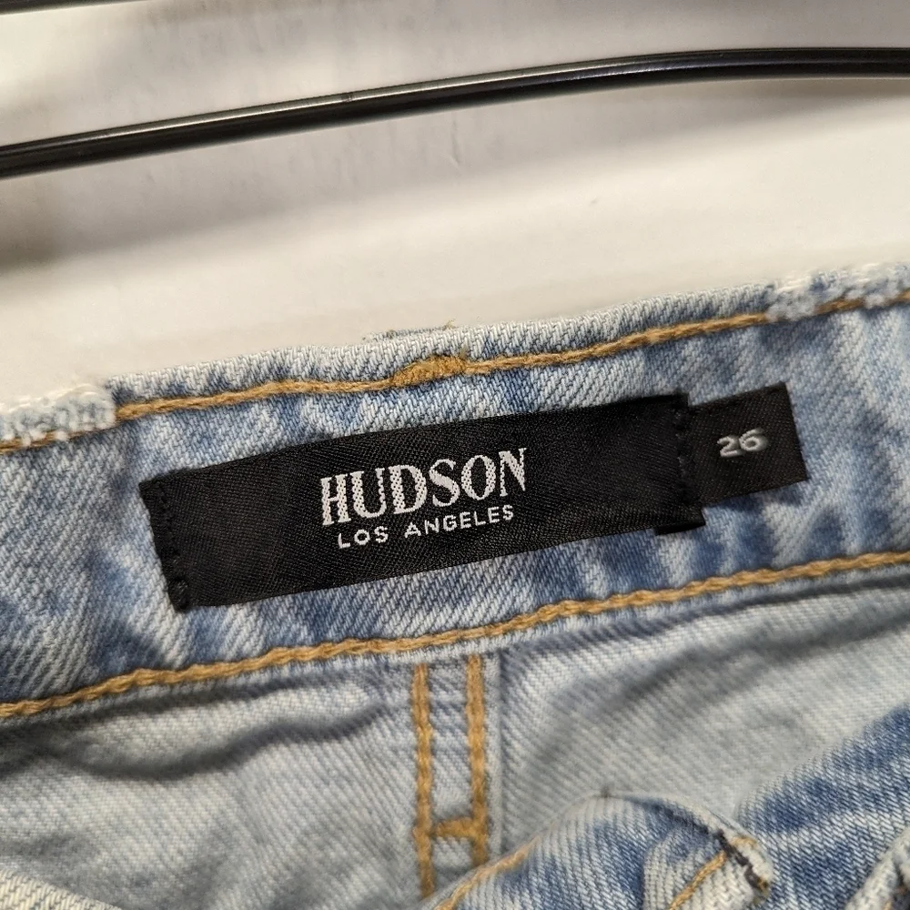 Hudson Cara Denim High Rise Short with Button Fly Cut Offs Raw Hem 26
